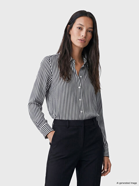 LCW EVERYDAY Раирана риза с дълъг ръкав за жени