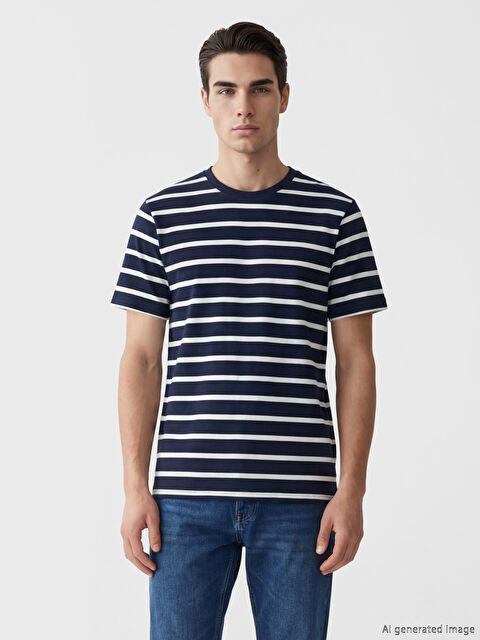 XSIDE T-shirt rayé à col rond pour homme