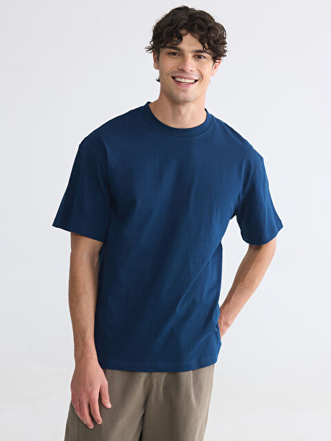 XSIDE تي شيرت رجالي أساسي واسع القصة من قطن 100٪