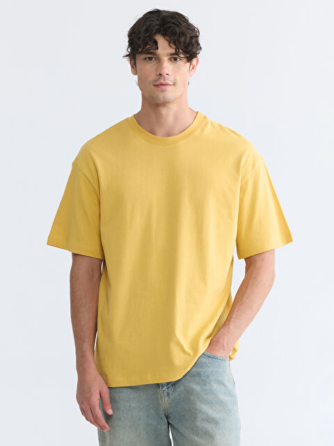 XSIDE تي شيرت رجالي أساسي واسع القصة من قطن 100٪