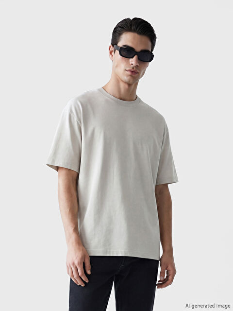 XSIDE تي شيرت رجالي أساسي واسع القصة من قطن 100٪