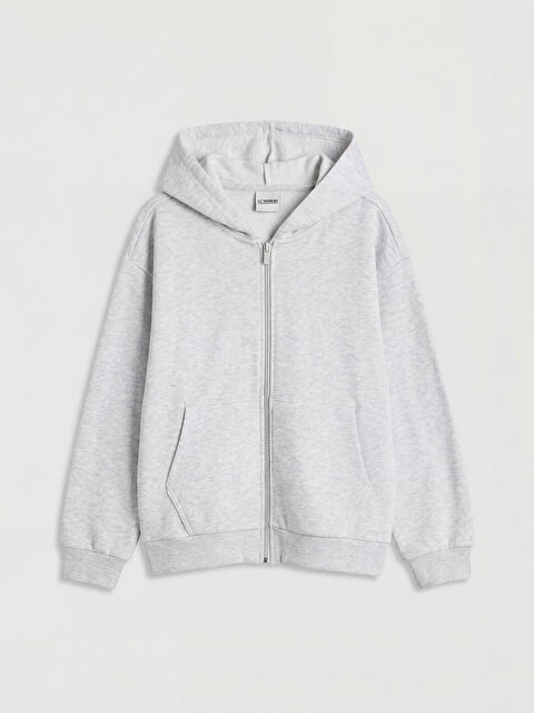 LCW Kids Kapüşonlu Kalın Kız Çocuk Fermuarlı Sweatshirt - S67865Z4-D5C