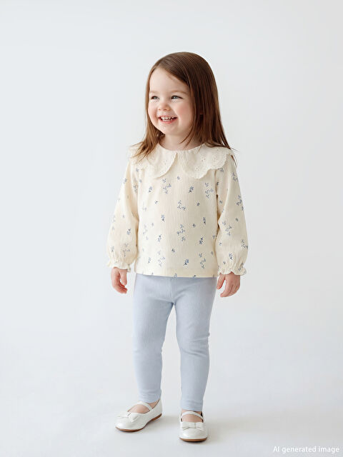 LCW baby Baskılı Kız Bebek Bluz ve Tayt - S67904Z1-LRA