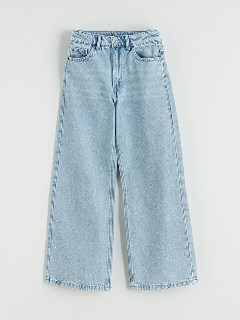 LCW Kids Ženske široke farmerke sa ukrasnim kamenčićima. - S67947Z4-V2T