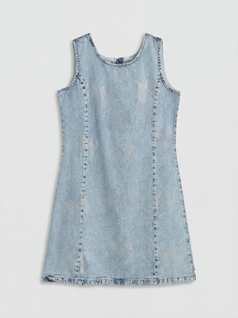 LCW Kids Fiyonk Taşlı Kız Çocuk Jean Elbise - S67954Z4-V2T