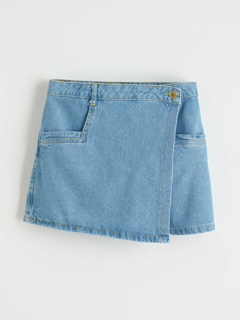 LCW Kids Anvelop Kesim Cepli Kız Çocuk Jean Şort Etek - S67958Z4-309