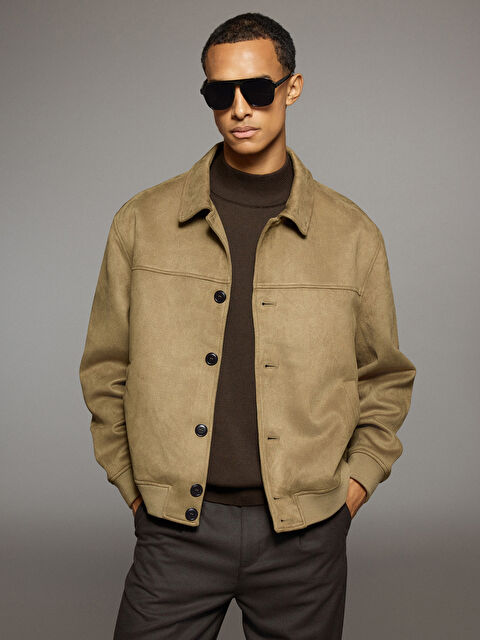 LCW Vision Standart Kalıp Erkek Süet Mont - S68054Z8-KK7