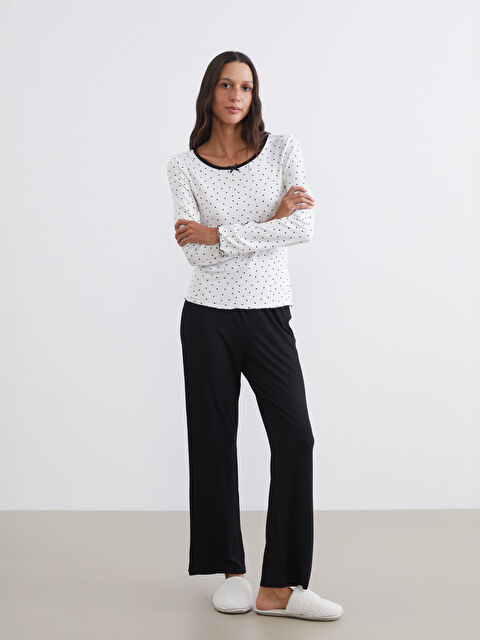 LCW DREAM Bisiklet Yaka Puantiyeli Kadın Pijama Takım - S68059Z8-CVL