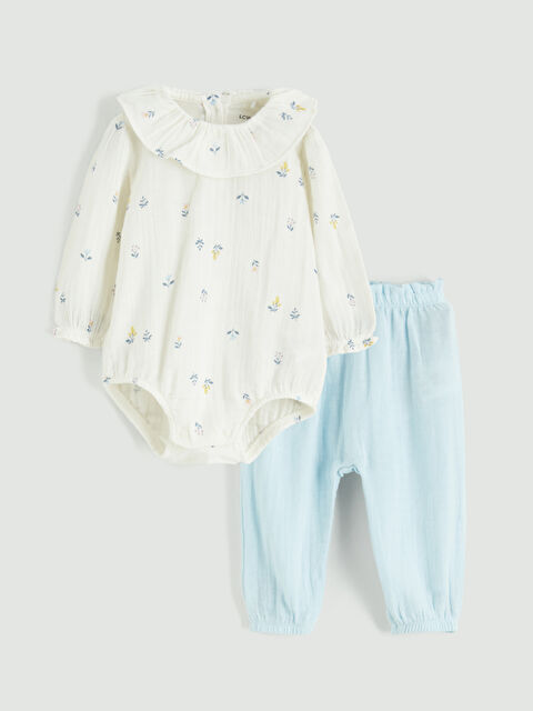 LCW baby Baby Girl Snap-Closure Bodysuit and Sweatpants - S68065Z1-LRA