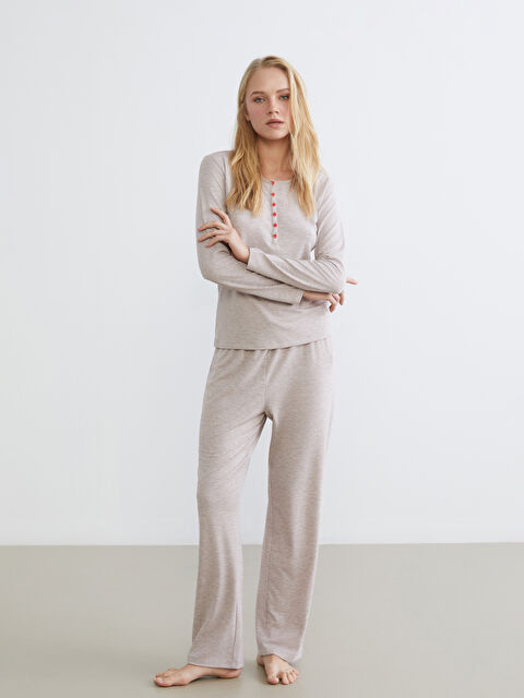 LCW DREAM Bisiklet Yaka Kadın Pijama Takım - S68079Z8-KXR