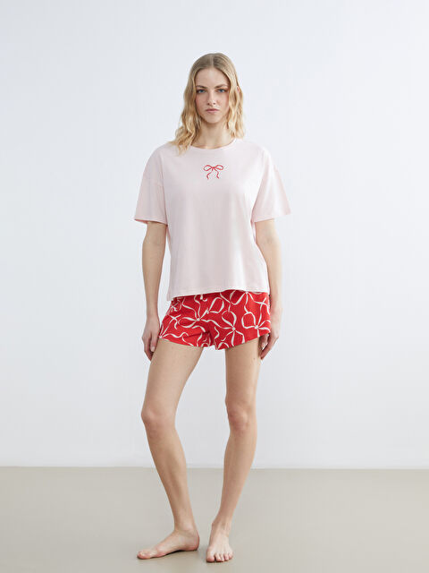 LCW DREAM Fiyonk Baskılı Kadın Şortlu Pijama Takımı - S68085Z8-LTQ