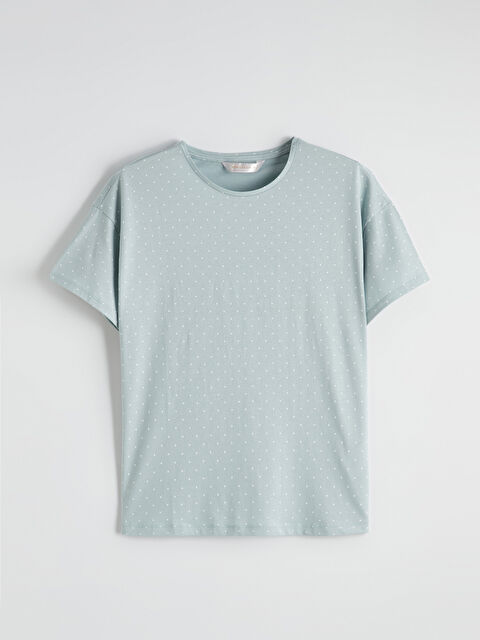 LCW DREAM Bisiklet Yaka Puantiyeli Kadın Pijama Üstü	 - S68151Z8-LRR