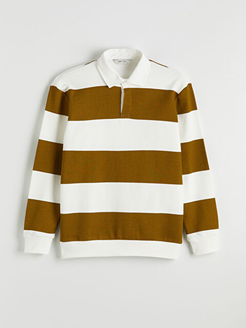 LCW Vision Polo Yaka Çizgili Erkek Sweatshirt - S68183Z8-LFV