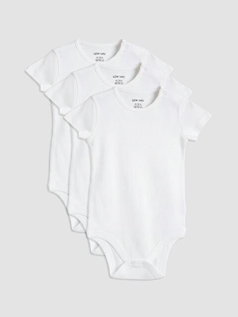 LCW baby Bisiklet Yaka Kız Bebek Çıtçıtlı Body 3'lü - S68202Z1-R9J