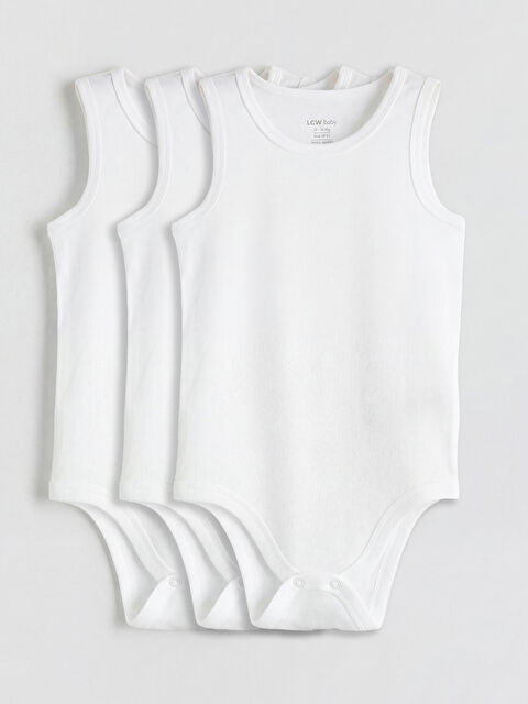 LCW baby Bisiklet Yaka Erkek Bebek Çıtçıtlı Body 3'lü - S68203Z1-R9J