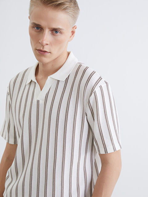 LCW Vision Polo Yaka Çizgili Penye Erkek Tişört - S68221Z8-ELZ