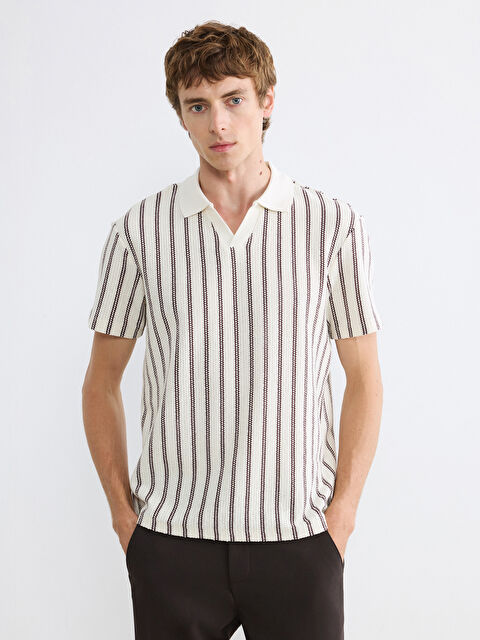 LCW Vision Мужская футболка из джерси в полоску с воротником поло