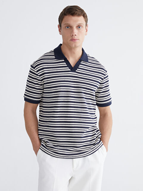 LCW Vision Polo Collar Striped Men's T-Shirt - S68222Z8-LGS