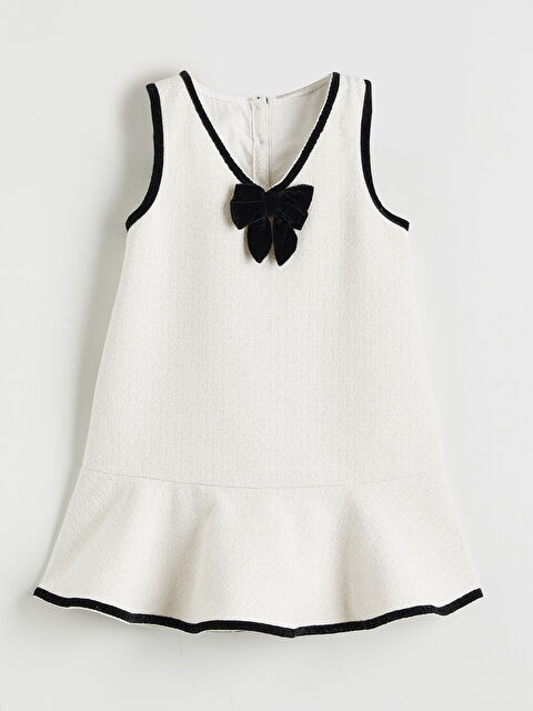 LCW Kids Ribbon Detailed Girls' Tweed Dress - S68276Z1-R9J