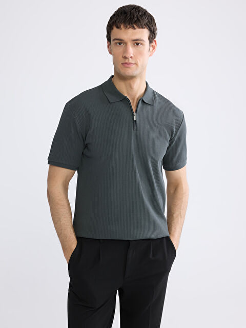 LCW Vision Polo Yaka Fitilli Erkek Triko Tişört - S68333Z8-DBZ