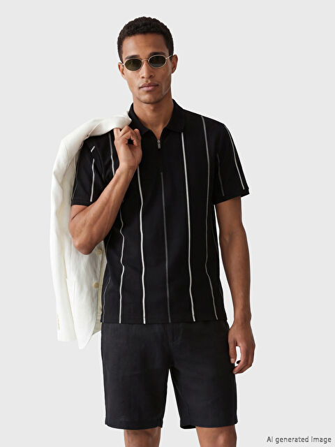 LCW Vision Polo Yaka Çizgili Pike Erkek Tişört