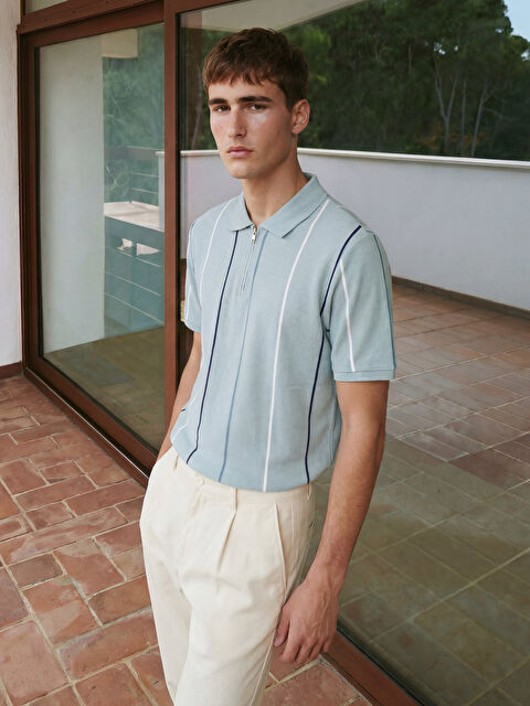 LCW Vision Polo Yaka Çizgili Pike Erkek Tişört