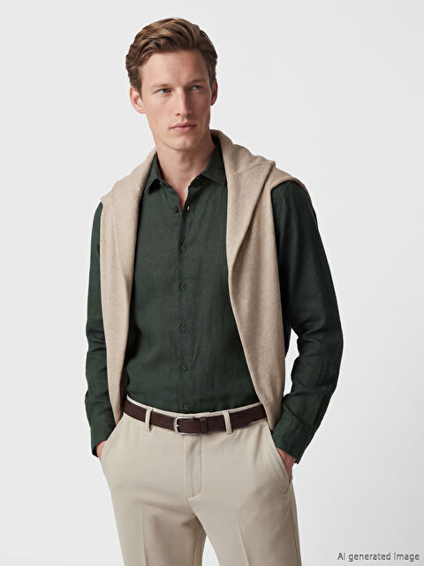 SOUTHBLUE Regular Fit Keten Erkek Gömlek