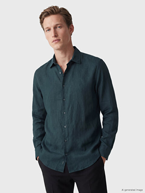 SOUTHBLUE Regular Fit %100 Keten Erkek Gömlek