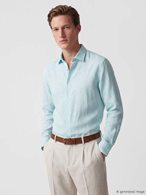 SOUTHBLUE Regular Fit %100 Keten Erkek Gömlek