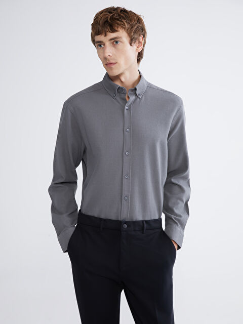 SOUTHBLUE Regular Fit Armürlü Erkek Gömlek - S68464Z8-DKK