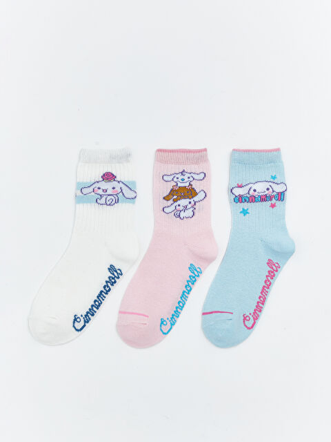LCW Kids Cinnamoroll Desenli Kız Çocuk Soket Çorap 3'lü - S68496Z4-QXE