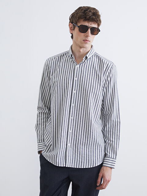 SOUTHBLUE Regular Fit Çizgili Erkek Oxford Gömlek - S68557Z8-LGS