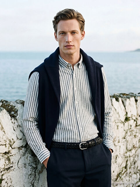 SOUTHBLUE Regular Fit Çizgili Erkek Oxford Gömlek - S68557Z8-LGS