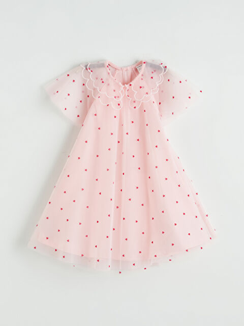 LCW Kids Bebe Yaka Kalp Nakışlı Kız Çocuk Prenses Elbise - S68568Z1-LT4