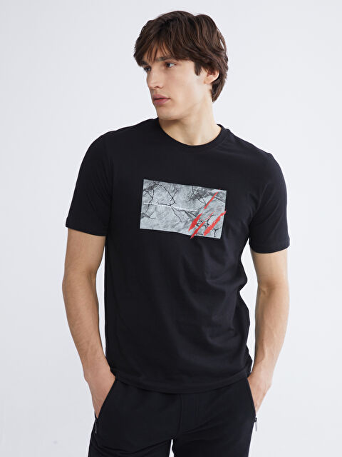 XSIDE Bisiklet Yaka Baskılı Penye Erkek Tişört - S68573Z8-CVL