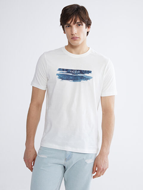 XSIDE Bisiklet Yaka Baskılı Penye Erkek Tişört - S68574Z8-R9J