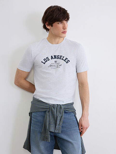 XSIDE Bisiklet Yaka Los Angeles Baskılı Erkek Tişört - S68575Z8-LAL