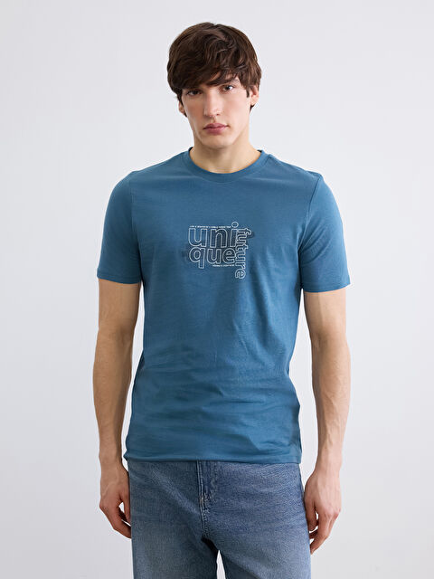 XSIDE Bisiklet Yaka Baskılı Penye Erkek Tişört - S68584Z8-VFE