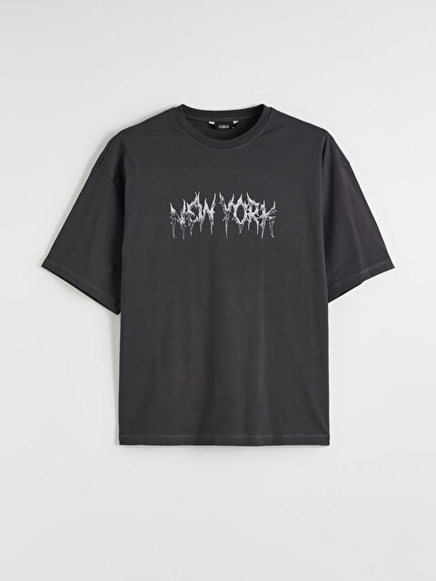 XSIDE Bisiklet Yaka New York Baskılı Erkek Tişört - S68585Z8-HGG