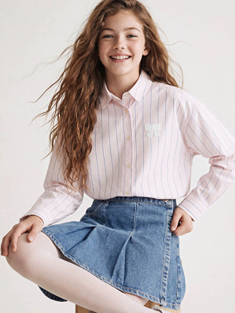 LCW Kids Çizgili Kız Çocuk Gömlek - S68608Z4-LHK