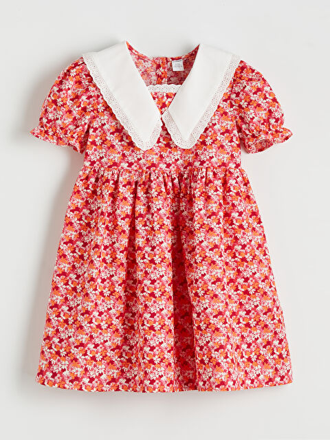 LCW Kids Baskılı Keten Görünümlü Kız Çocuk Elbise - S68667Z1-LR8