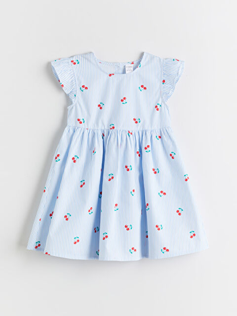 LCW Kids Girls' floral dress with a crew neck. - S68674Z1-LEN