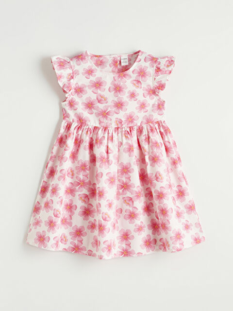 LCW Kids Bisiklet Yaka Çiçekli Kız Çocuk Elbise - S68674Z1-LT4