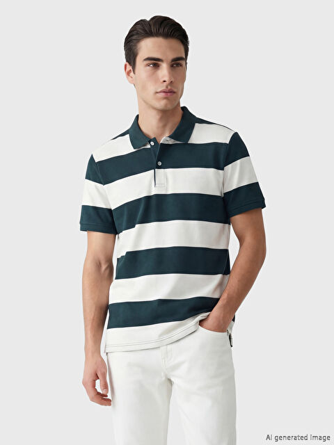 LCWAIKIKI Classic Tricou Polo cu Dungi din Piqué pentru Bărbați