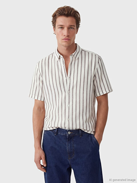 SOUTHBLUE Regular Fit Striped Dobby Men's Shirt