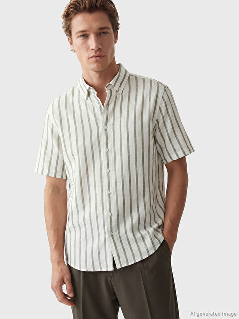 SOUTHBLUE Regular Fit Striped Dobby Men's Shirt