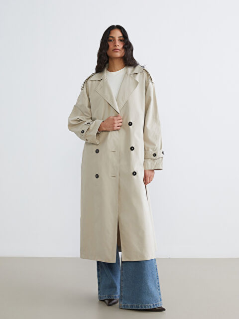 LCW Modest Kruvaze Yaka Kadın Trençkot - S68802Z8-YB2