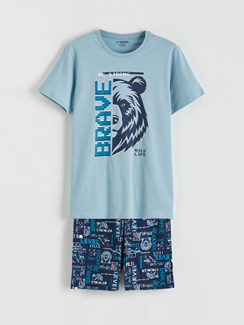 LCW Kids Boy BLUE Shortie Pyjama Set - S68909Z4-FFJ