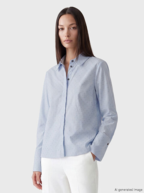 LCWAIKIKI Classic Chemise Femme en Popeline Ornée de Strass