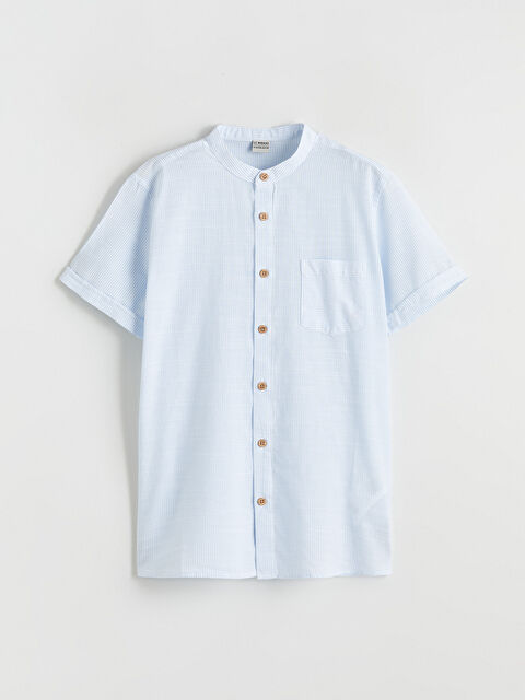 LCW Kids Striped Mandarin Collar Shirt for Boys - S69034Z4-LEN